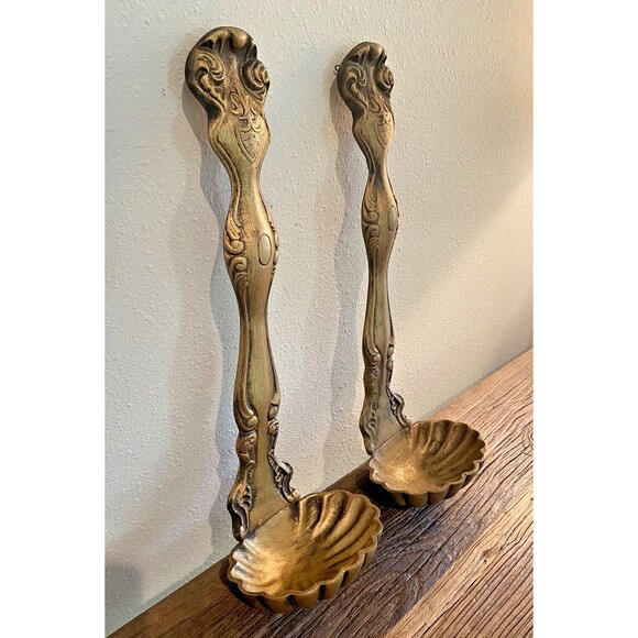 Vintage Cast Metal MCM Set of 2 Wall Hanging Ladles Spoons Kitchen Décor Used - Picture 6 of 14